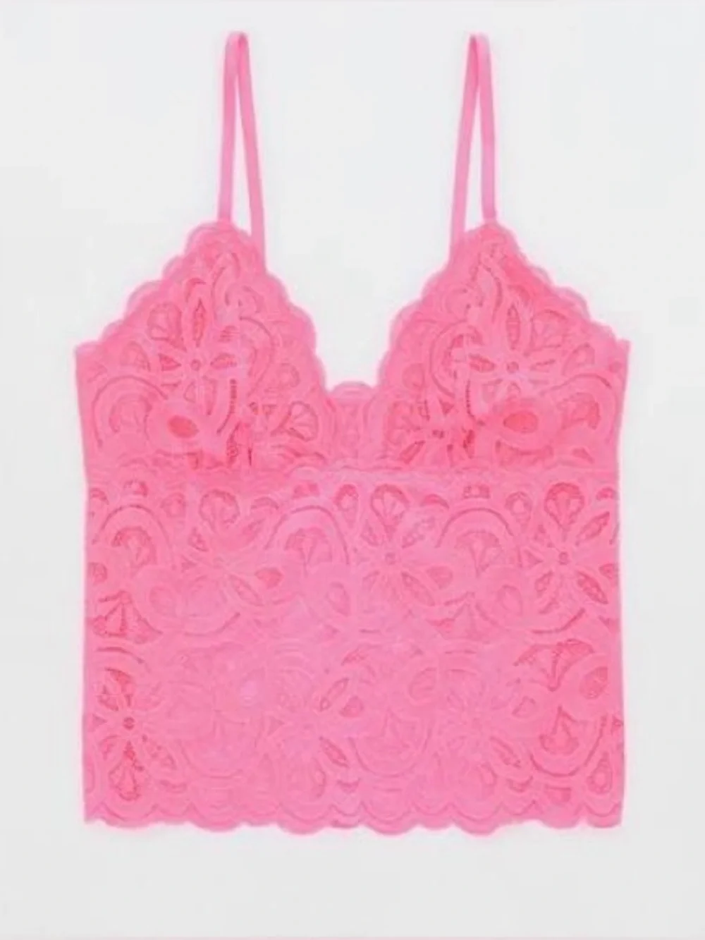 Lace Cami Bralette Tank Show Off Pink